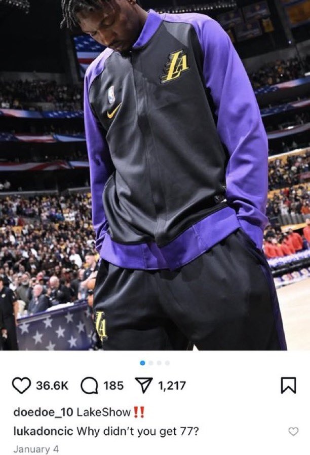 东契奇4周前问DFS为啥不穿77号 后者昨日回复：那是留着给你穿的